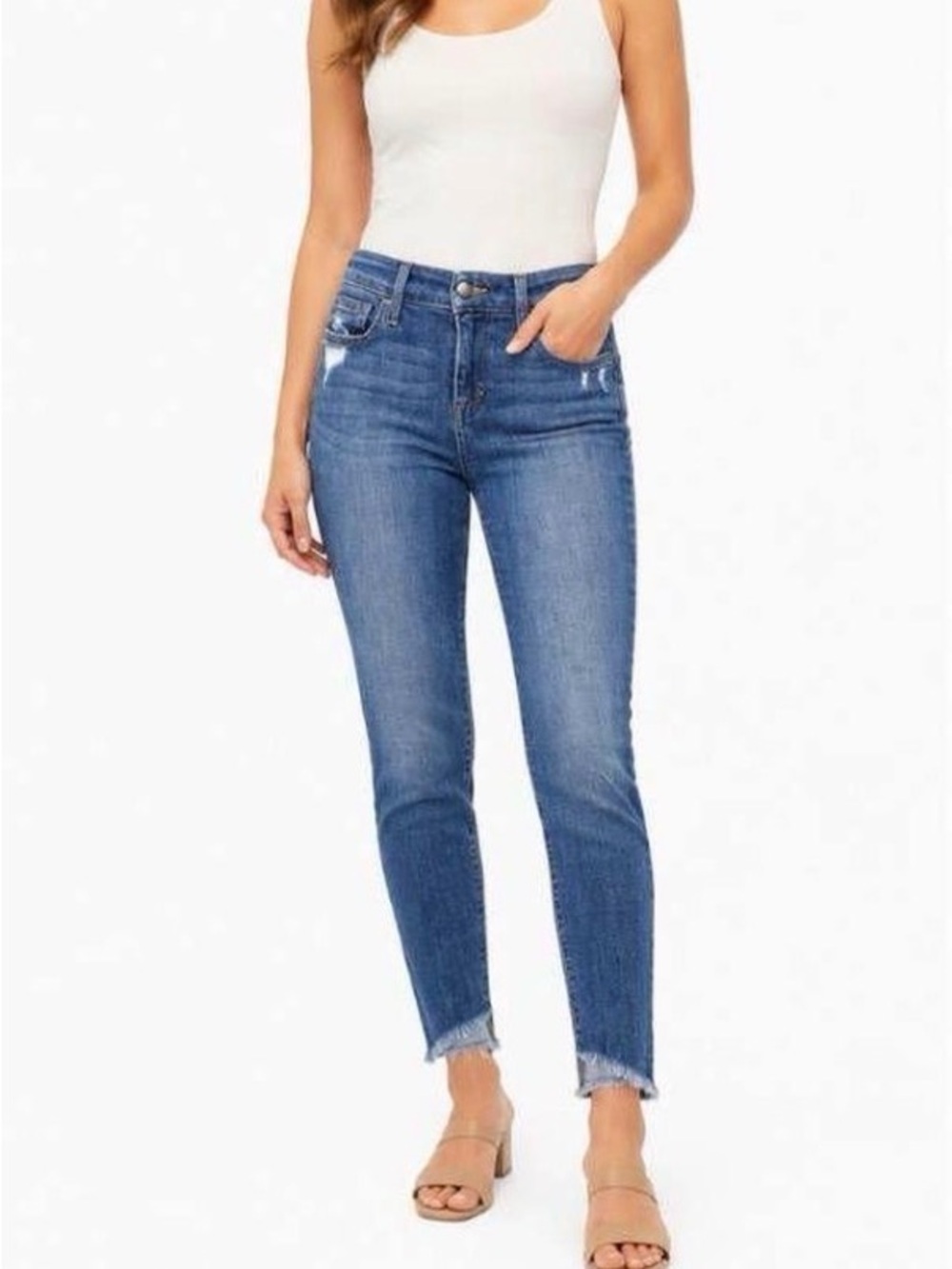 Joe's Jeans Medium Blue Skinny Jeans-  Raw Hem